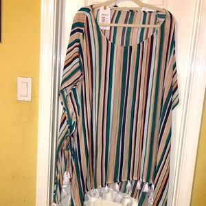 Ladies multi stripe coverup med/Lg  tassels at  the bottom.